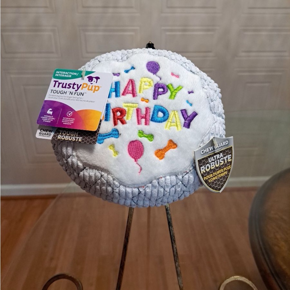 Brand New Trusty Pup Happy Birthday Cake 7.5” Dog Toy With Squeaker. - Picture 2 of 4